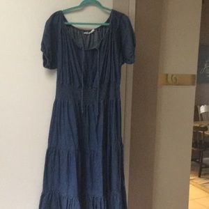 Super cute denim dress tiered skirt elastic waist